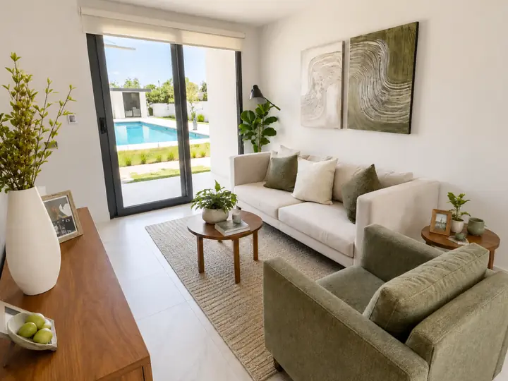 Sala de Casa Esmeralda en Aquasol Lifestyle