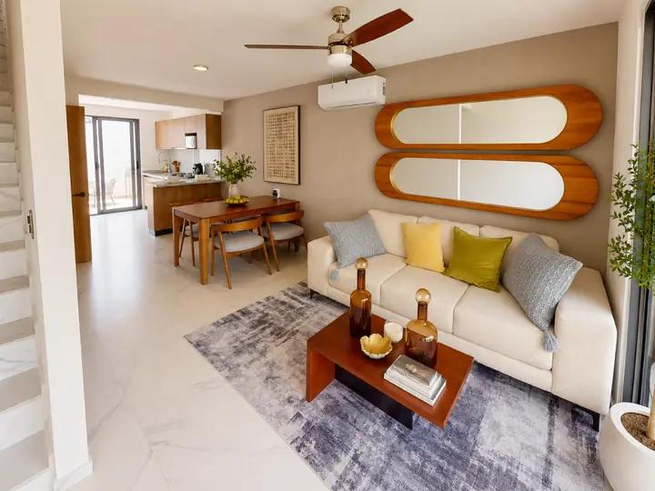 Sala y comedor de Casa Citrino en Santa Fe Lifestyle
